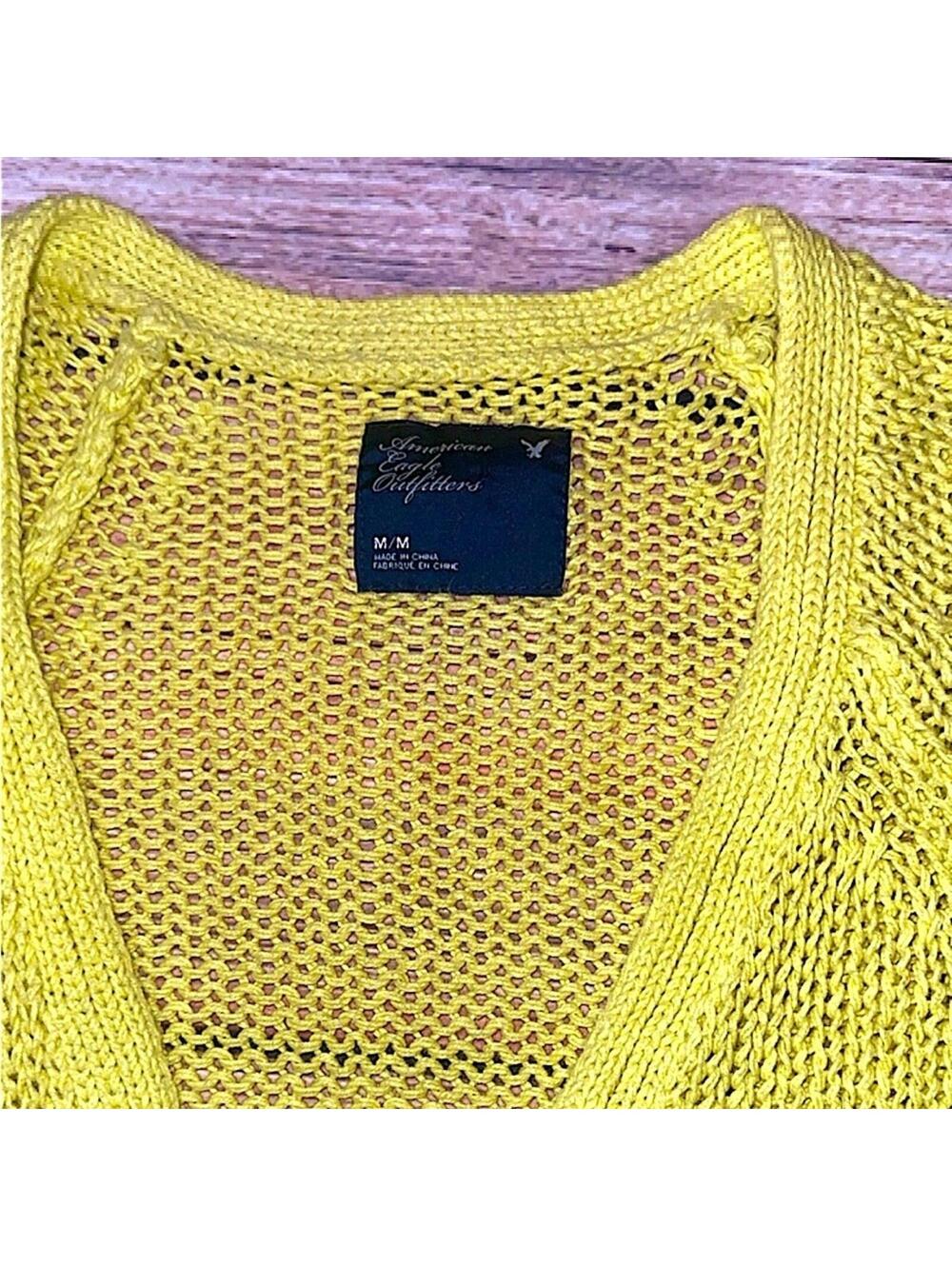 Lime Green American Eagle cardigan sweater size M - Picture 3 of 4